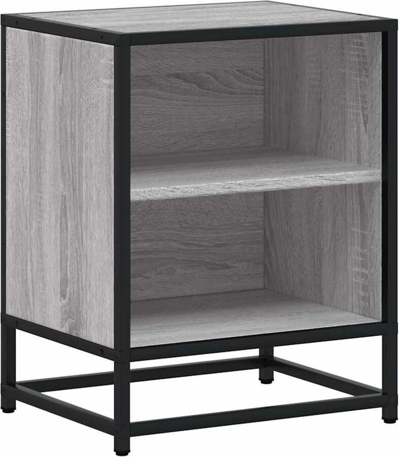 VidaXL Nachtkastje 40x31x50 cm bewerkt hout&metaal grijs sonoma eiken