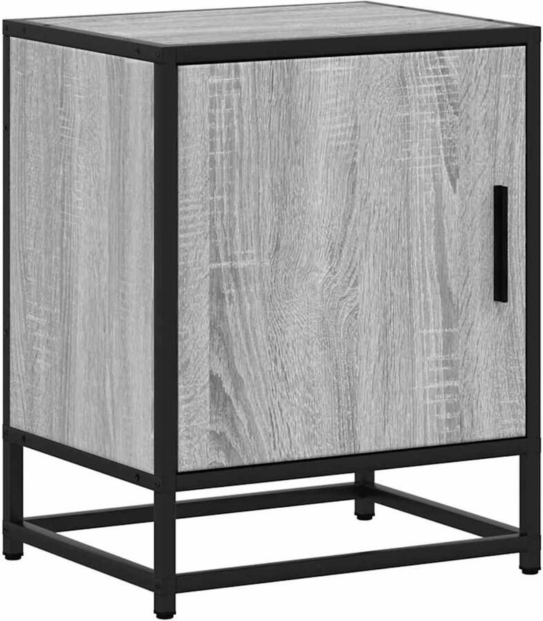 VidaXL Nachtkastje 40x31x50 cm bewerkt hout&metaal grijs sonoma eiken