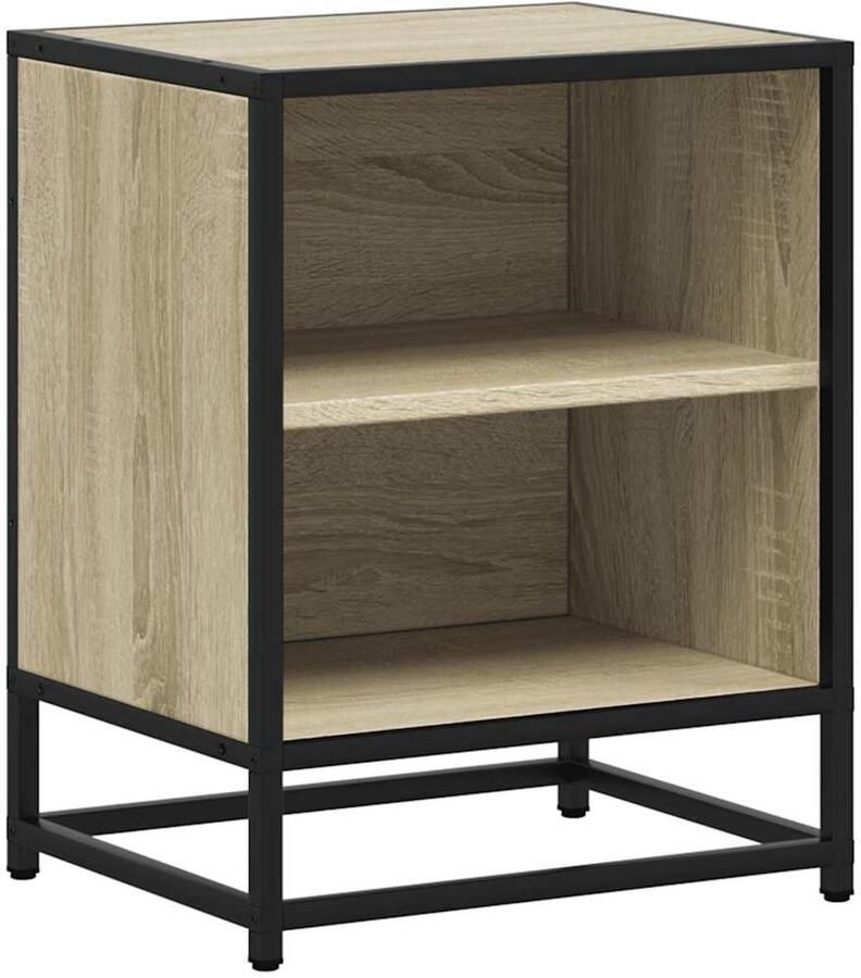 VidaXL Nachtkastje 40x31x50 cm bewerkt hout en metaal sonoma eiken
