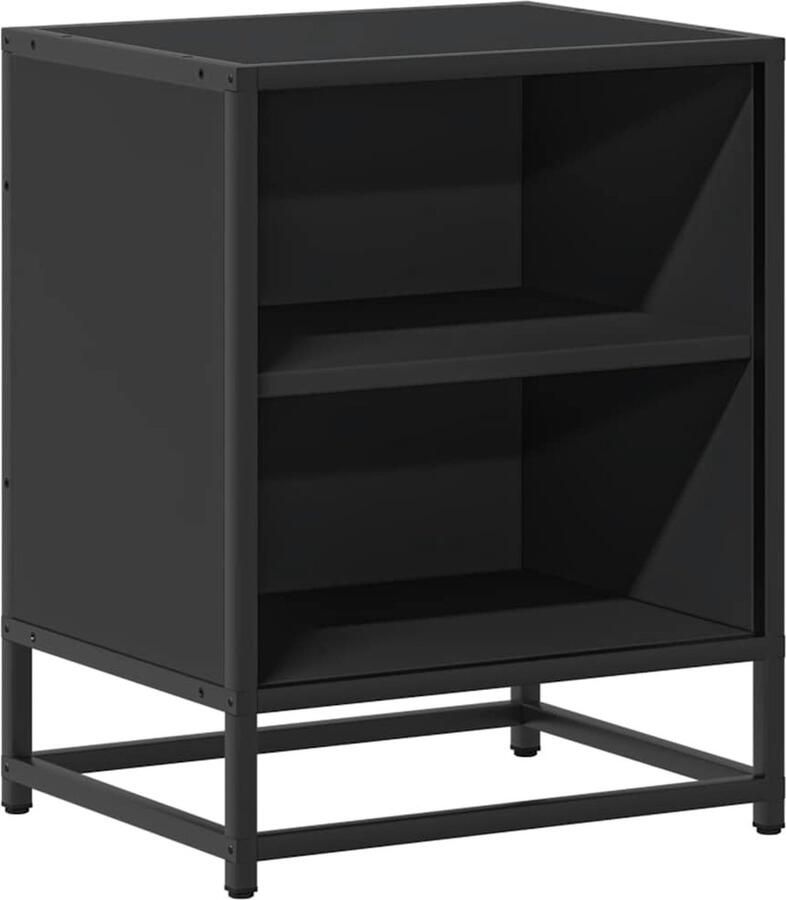 VidaXL Nachtkastje 40x31x50 cm bewerkt hout en metaal zwart