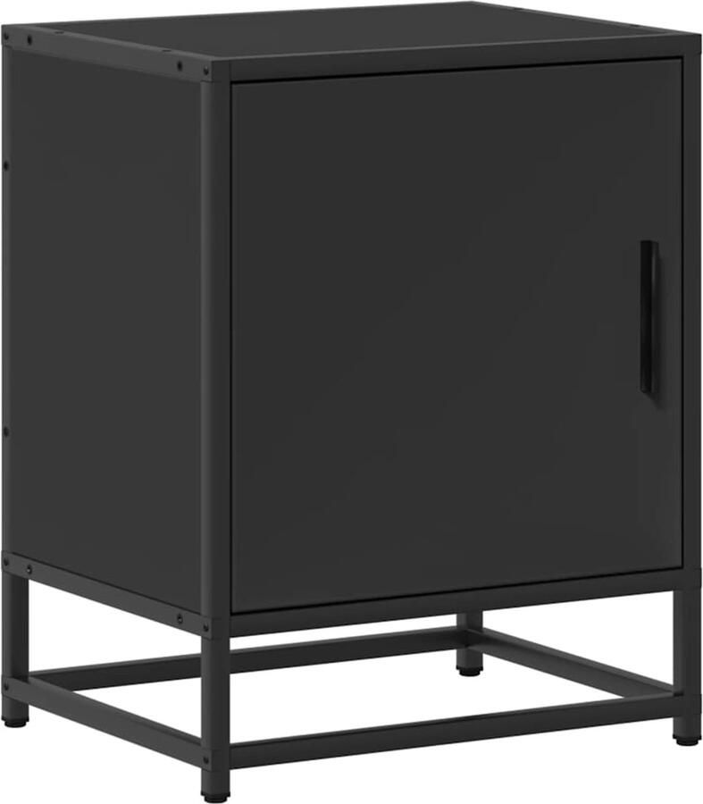 VidaXL Nachtkastje 40x31x50 cm bewerkt hout en metaal zwart