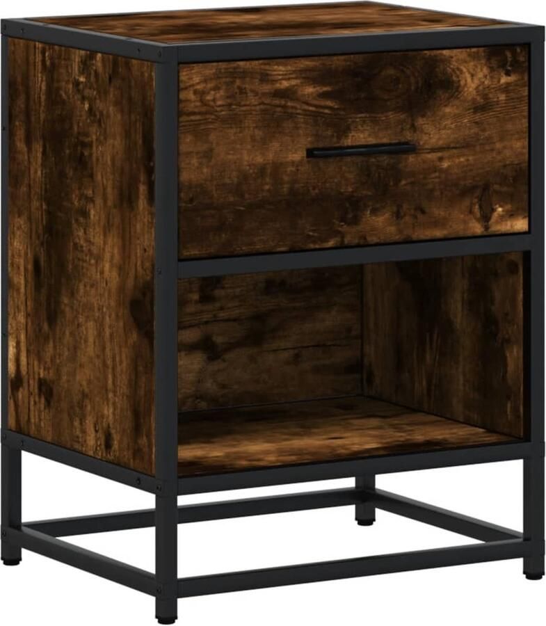 VidaXL Nachtkastje 40x31x50 cm bewerkt hout gerookt eikenkleurig - Foto 2