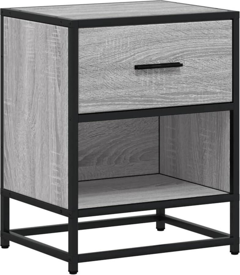 VidaXL Nachtkastje 40x31x50 cm bewerkt hout grijs sonoma eikenkleurig