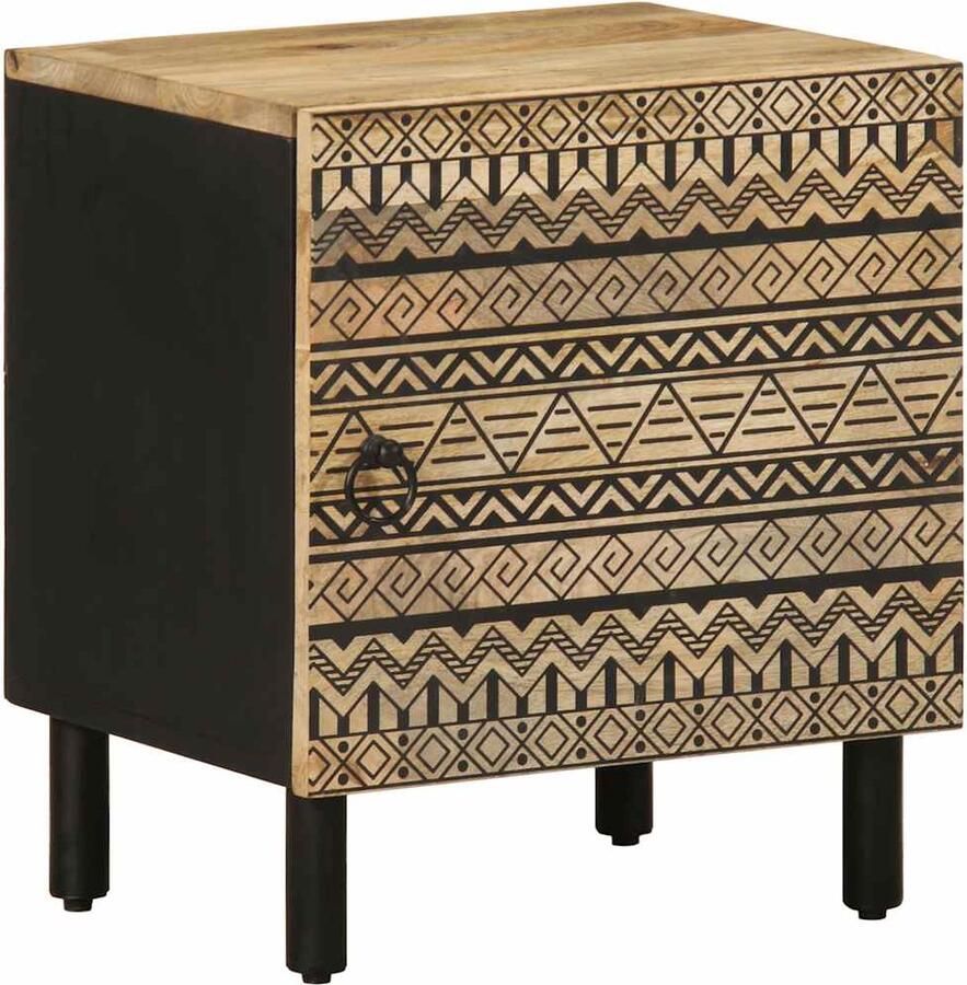 VidaXL Nachtkastjes 2 st Mangohout Zwart Nachtkastje Nachtkastjes Bijzettafel Wandkastje