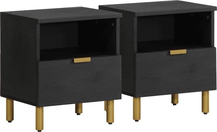 VidaXL Nachtkastje 40x33x46 cm bewerkt hout zwart