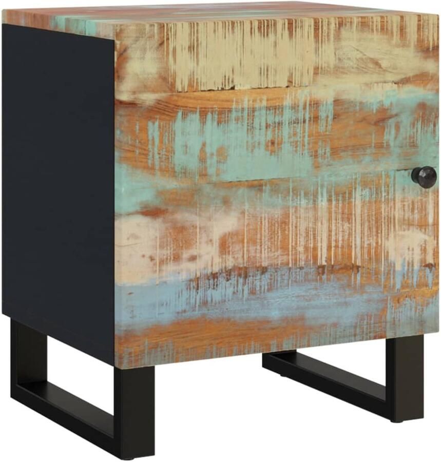 VidaXL Nachtkastje 40x33x46 cm Gerecycled Hout Nachtkastje Industrieel Design Gerecycled Hout Vintage Stijl Slaapkamermeubilair