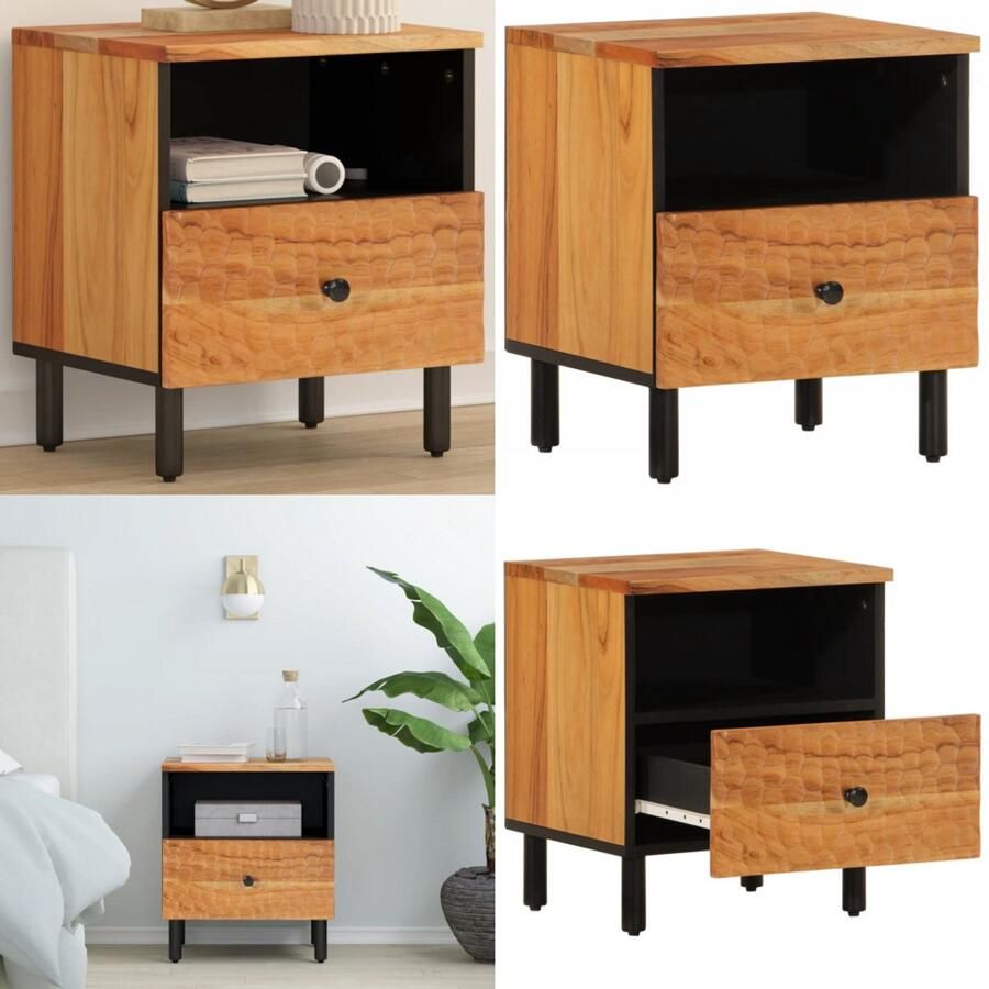 VidaXL Nachtkastje 40x33x46 cm massief acaciahout Nachtkastje Nachtkastjes Houten Nachtkastje Houten Nachtkastjes