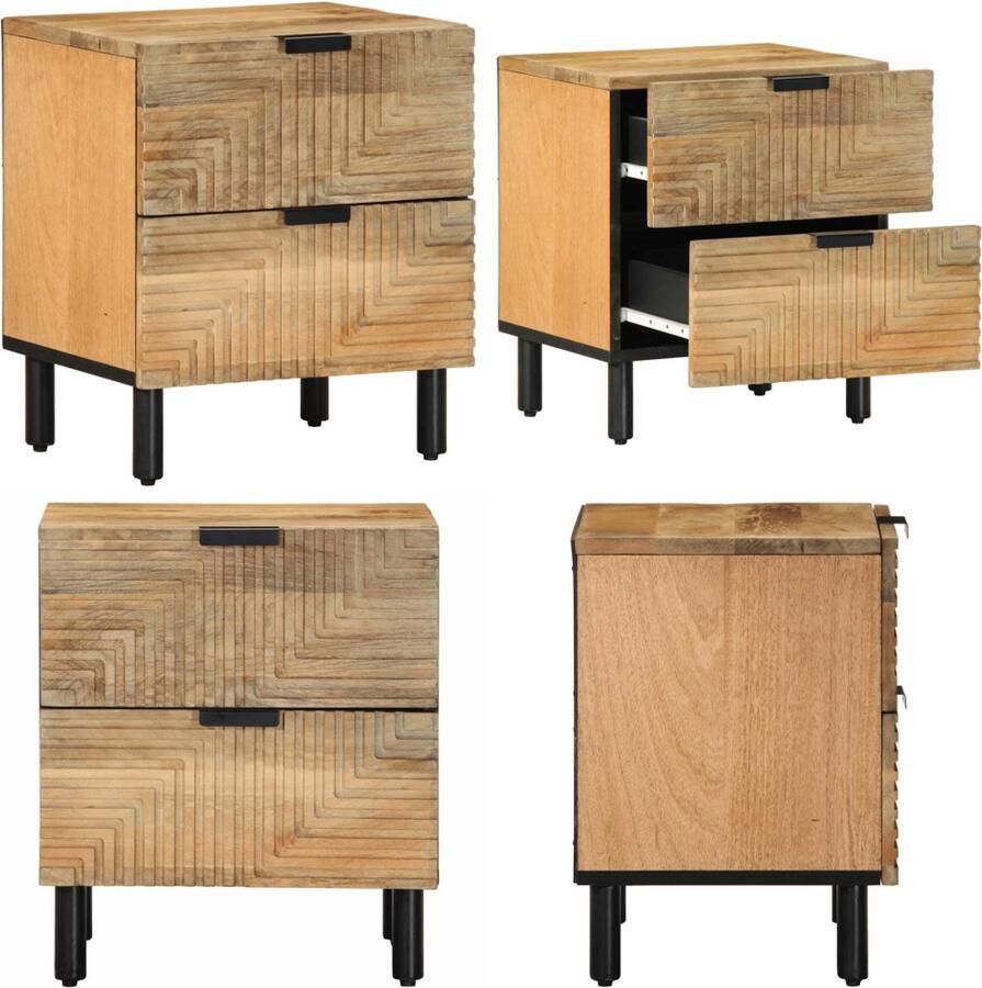 VidaXL Nachtkastje 40x33x46 cm massief mangohout bruin Nachtkastje Nachtkastjes Bijzettafel Wandkastje