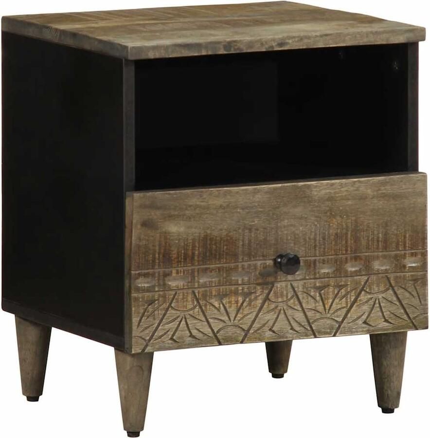 VidaXL Nachtkastje 40x33x46 cm massief mangohout lichtgrijs