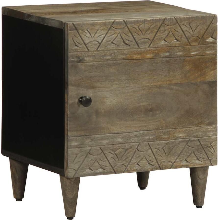 VidaXL Nachtkastje 40x33x46 cm massief mangohout lichtgrijs