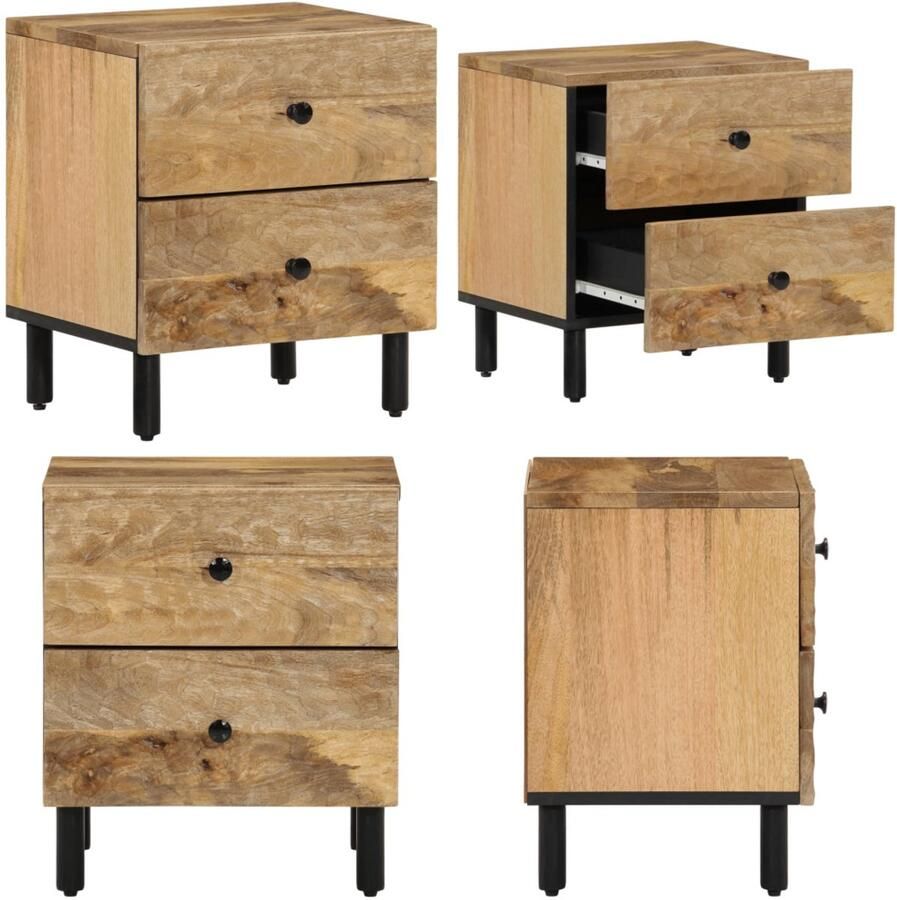 VidaXL Nachtkastje 40x33x46 cm massief mangohout Nachtkastje Nachtkastjes Houten Nachtkastje Houten Nachtkastjes