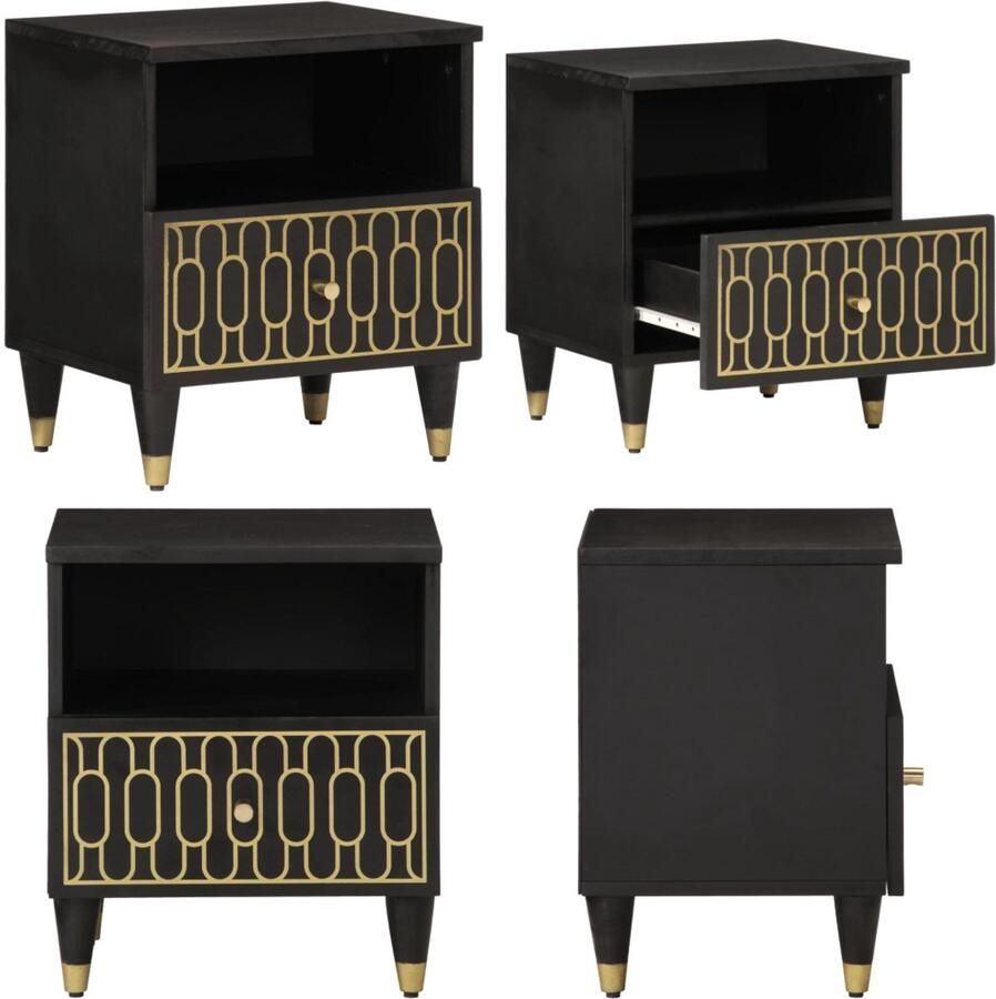 The Living Store Nachtkastje 40x33x46 cm massief mangohout Nachtkastje Mango Wood Retro Design Vintage Style Slaapkamersdecoratie