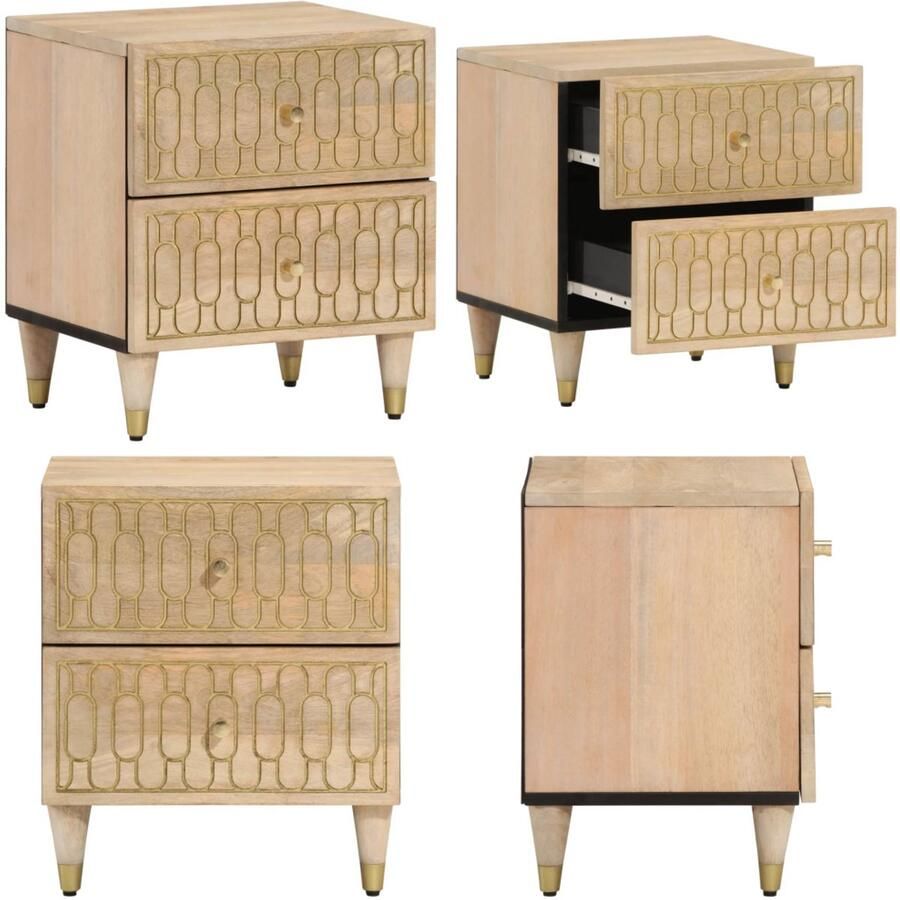 The Living Store Nachtkastje 40x33x46 cm massief mangohout Nachtkastje Mangohout Vintage Designmeubilair Bedroom Furniture