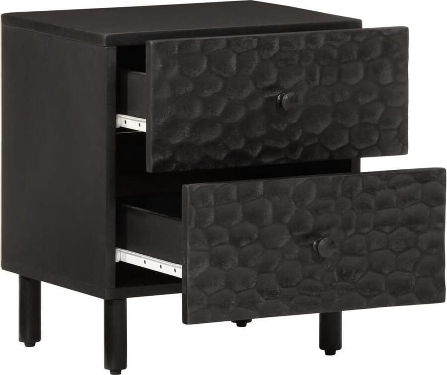 VidaXL Nachtkastje 40x33x46 cm massief mangohout zwart