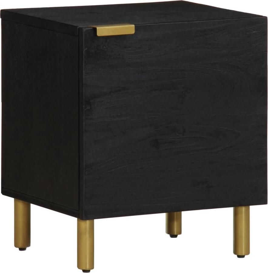 VidaXL Nachtkastje 40x33x46 cm massief mangohout zwart