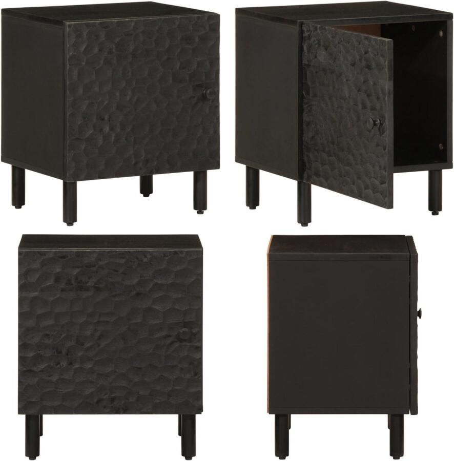 VidaXL Nachtkastje 40x33x46 cm massief mangohout zwart Nachtkastje Nachtkastjes Bijzettafel Wandkastje