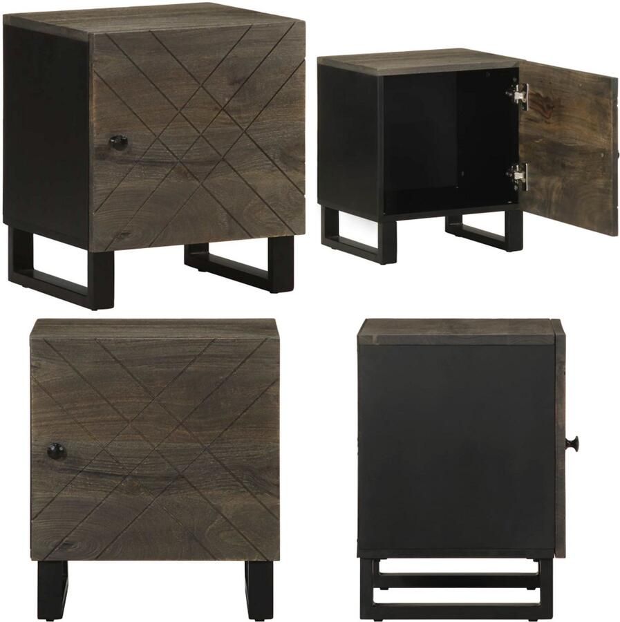 VidaXL Nachtkastje 40x33x46 cm massief mangohout zwart Nachtkastje Nachtkastjes Bijzettafel Wandkastje