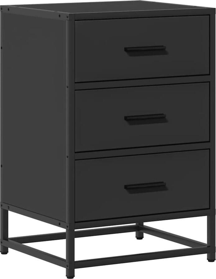 VidaXL Nachtkastje 40x34 5x60 cm bewerkt hout en metaal zwart