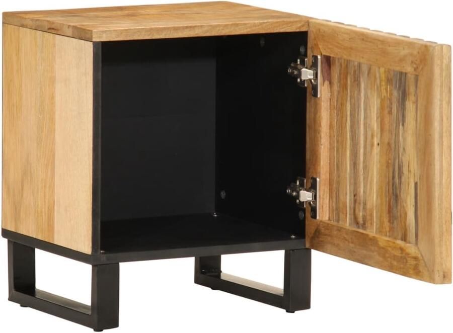 The Living Store Nachtkastje 40x34x46 cm massief ruw mangohout Nachtkastje Industrieel Mangohout Vintage Kamermeubilair - Foto 2