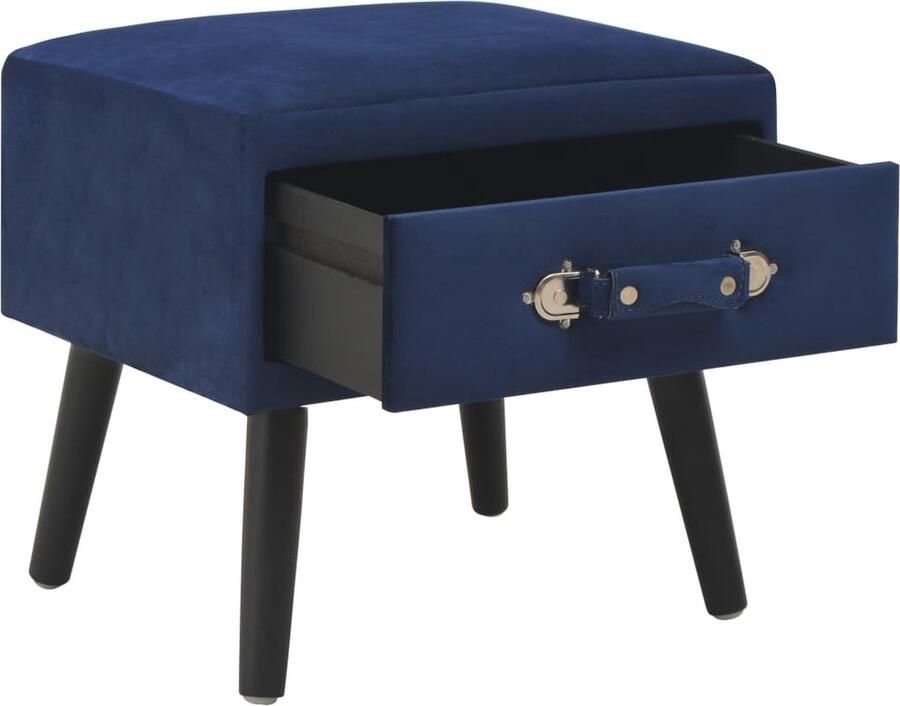 VidaXL Nachtkastje 40x35x40 cm Blauw Fluweel Nachtkastje Nachtlamp Slaapkamerinrichting Fluweel Meubilair Blauwe Kamerdecoratie - Foto 2