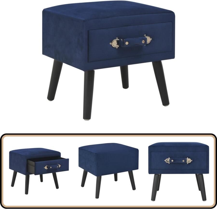 VidaXL Nachtkastje 40x35x40 cm Blauw Fluweel Nachtkastje Nachtlamp Slaapkamerinrichting Fluweel Meubilair Blauwe Kamerdecoratie