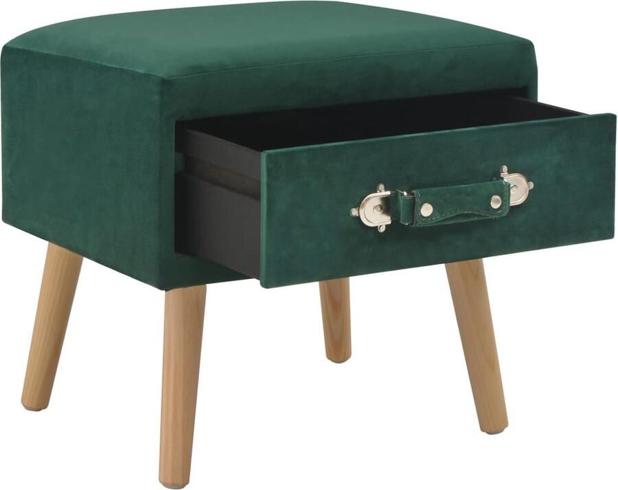 VidaXL Nachtkastje 40x35x40 cm Fluweel Groen Nachtkastje Nachtlamp Slaapkamersdecoratie Meubilair Stoffen Nacht Kast - Foto 2