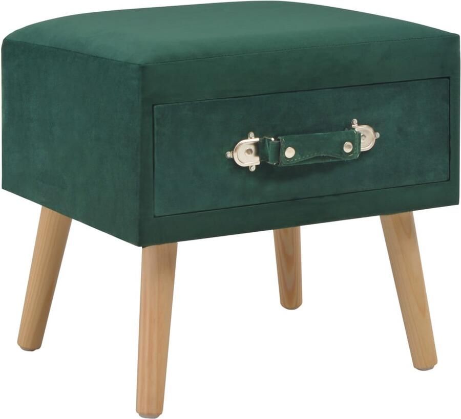 VidaXL Nachtkastje 40x35x40 cm Fluweel Groen Nachtkastje Nachtlamp Slaapkamersdecoratie Meubilair Stoffen Nacht Kast