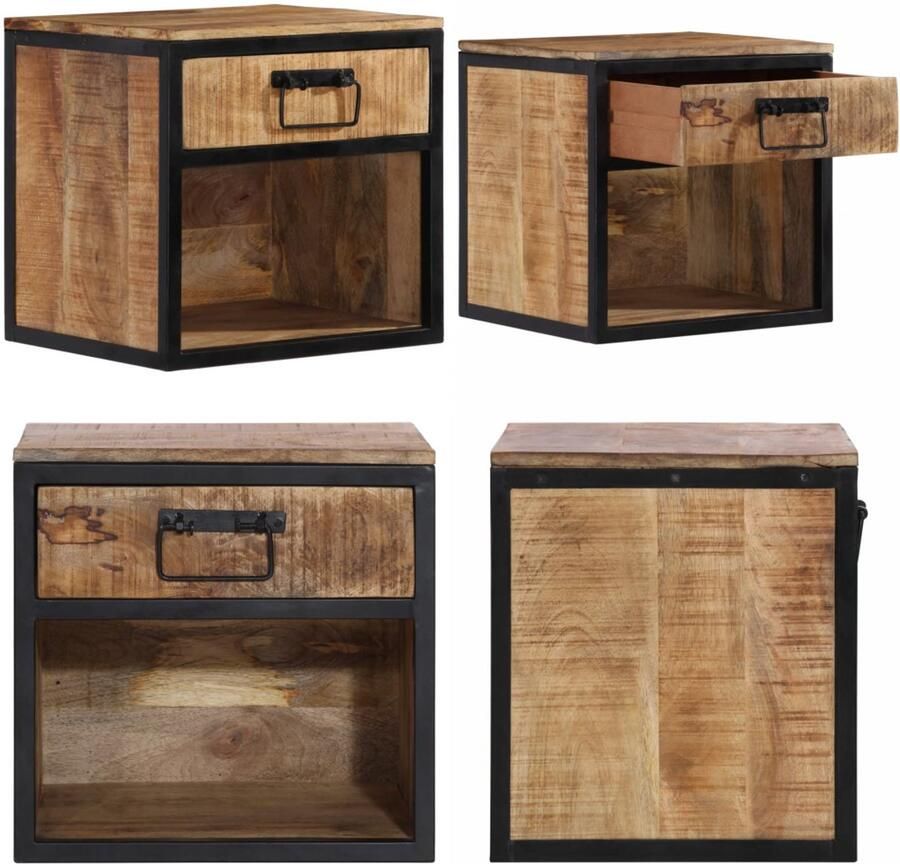 VidaXL Nachtkastje 40x35x40 cm massief mangohout Nachtkastje Nachtkastjes Wandkastje Wandtafeltje