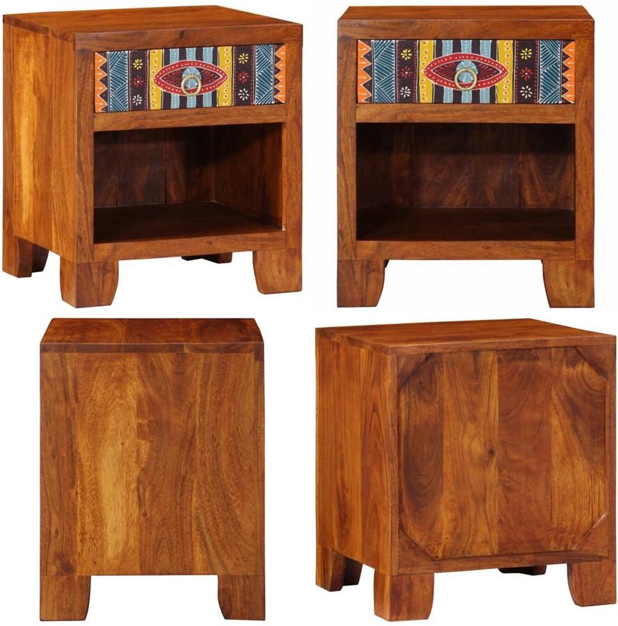 VidaXL Nachtkastje 40x35x45 cm massief acaciahout Nachtkastje Nachtkastjes Bijzettafel Wandkastje