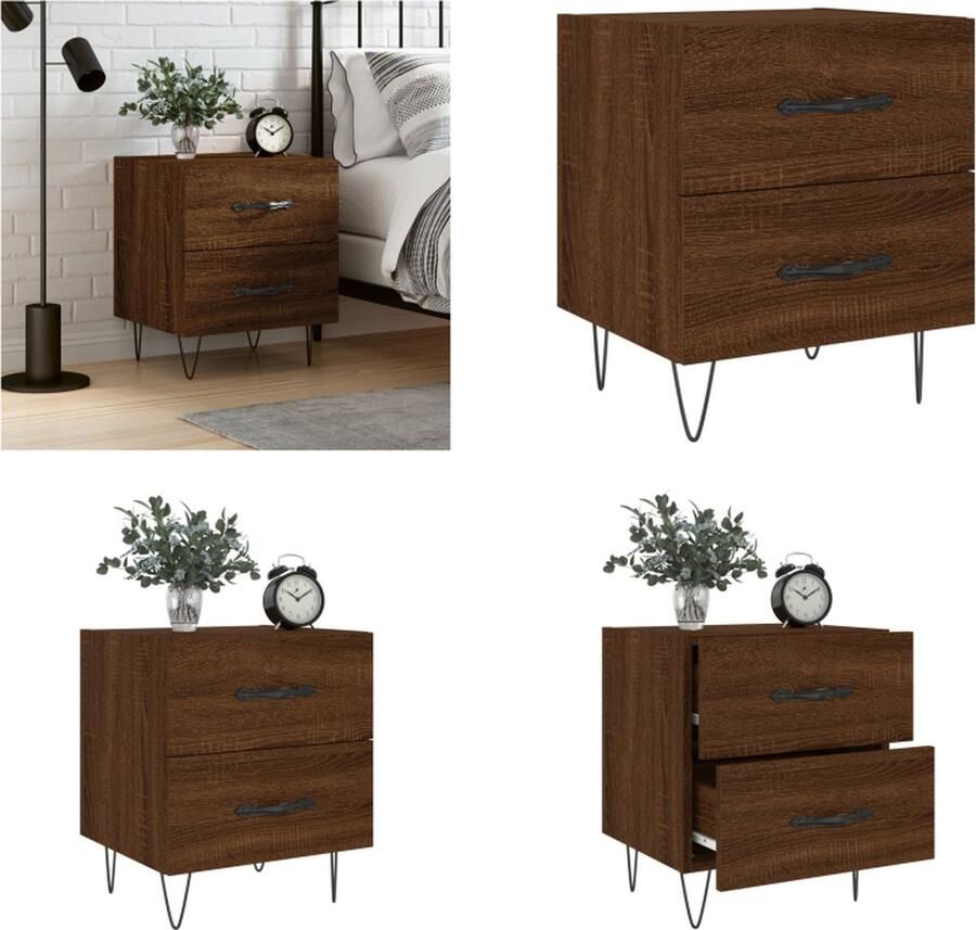 VidaXL -Nachtkastje-40x35x47 5-cm-bewerkt-hout-bruineikenkleurig - Foto 3