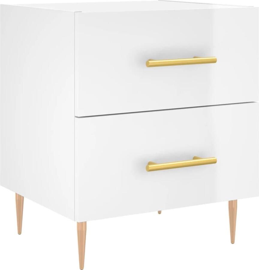VidaXL -Nachtkastje-40x35x47 5-cm-bewerkt-hout-hoogglans-wit - Foto 3