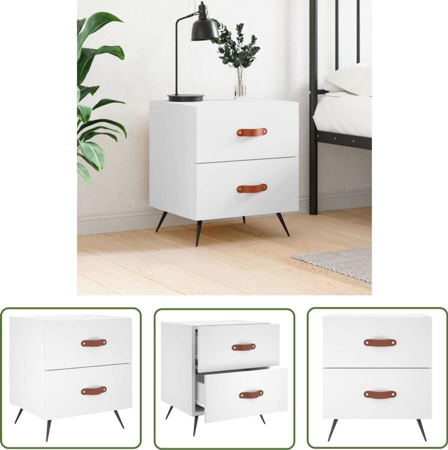 VidaXL Nachtkastje 40x35x47 5 cm Bewerkt Hout Wit Nachtkastje Kastje Slaapkamermeubel Houten Meubels Witte Meubelen Modern Design Bergruimte Tv Tafel Leeslamptafel Sidetable Bedside Table
