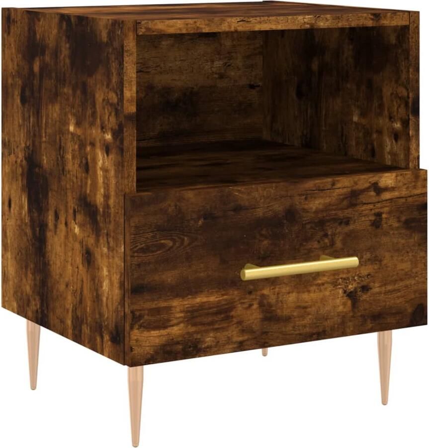 VidaXL Nachtkastje 40x35x47 5 cm Gerookt Eikenkleur Nachtkastje Kastje Bijzettafel Houten Meubels Bruine Meubelen Slaapkamers Woonaccessoires Vintage Meubilair Landelijke Stijl