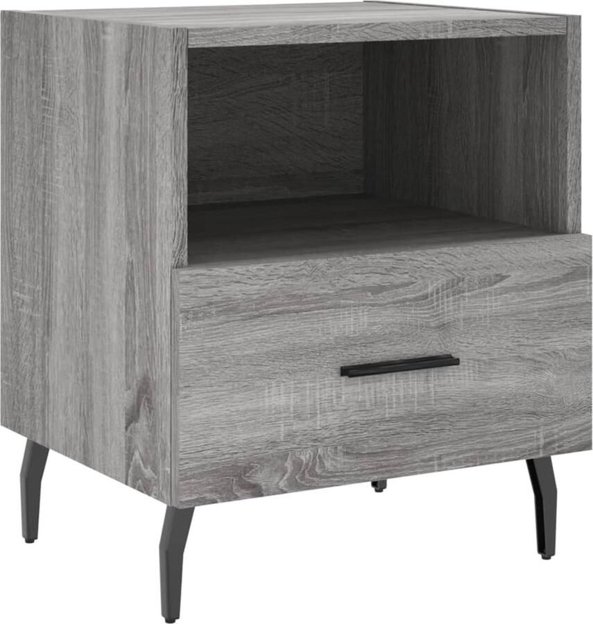 VidaXL Nachtkastje 40x35x47 5 cm Grijs Sonoma Eiken Nachtkastje Kastje Bijzettafel Slaapkamersfeer Modern Design Grijze Meubels Houten Meubelen Opbergvak