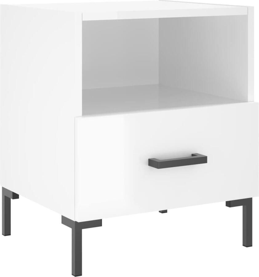 VidaXL -Nachtkastje-40x35x47 5-cm-bewerkt-hout-hoogglans-wit - Foto 5