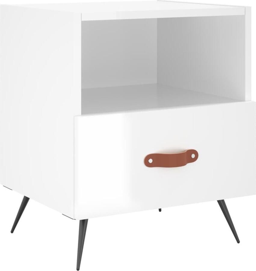 VidaXL Nachtkastje 40x35x47 5 cm Hoogglans Wit Nachtkastje Kast Meubilair Slaapkamerinrichting Witte Kast