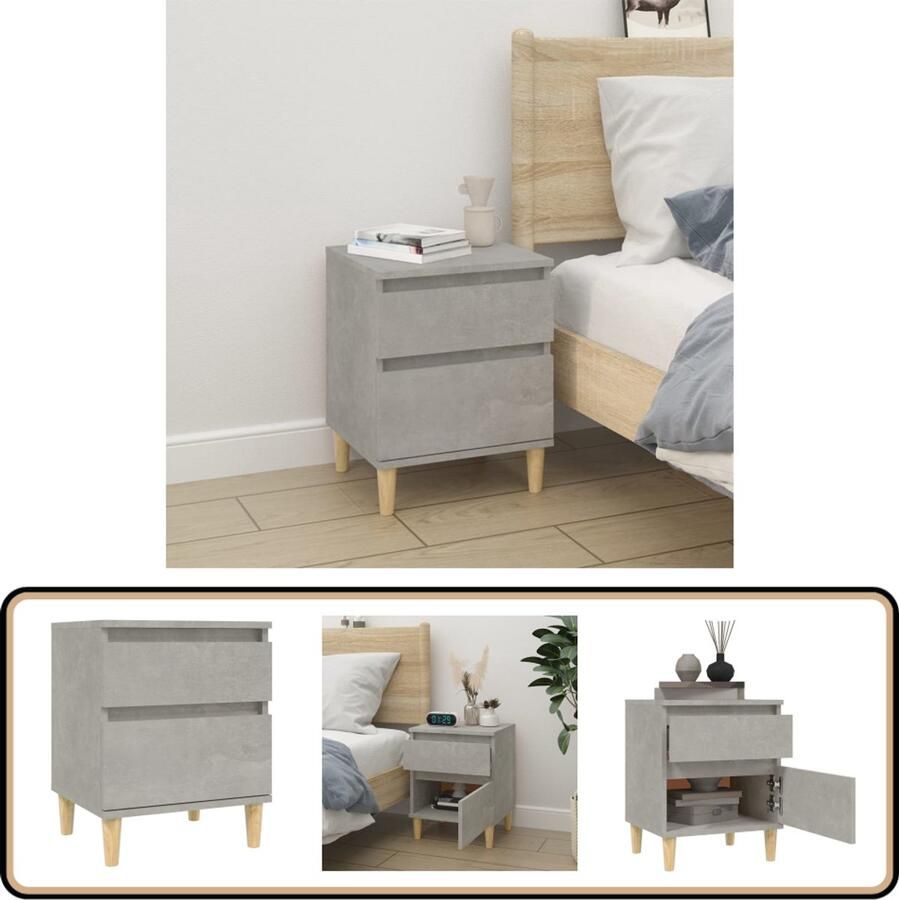 VidaXL Nachtkastje 40x35x50 cm Betongrijs Nachtkastje Kastje Slaapkamerinrichting Houten Meubels Betonlook