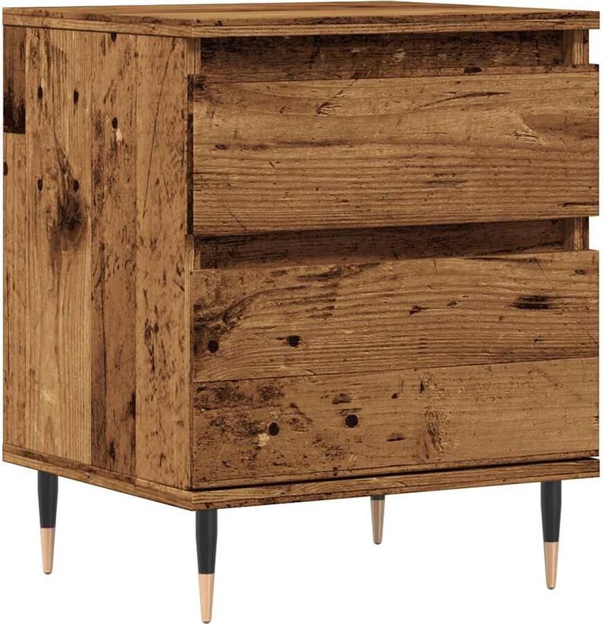 VidaXL Nachtkastje 40x35x50 cm bewerkt hout oud houtkleurig