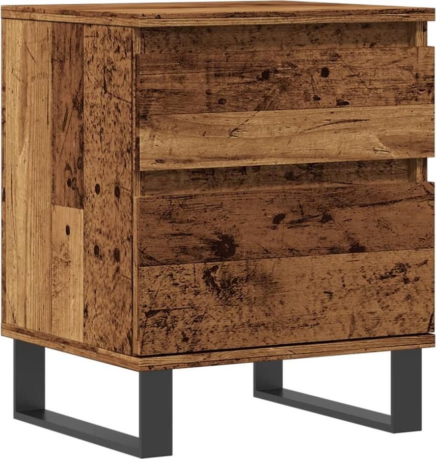 VidaXL Nachtkastje 40x35x50 cm bewerkt hout oud houtkleurig - Foto 2