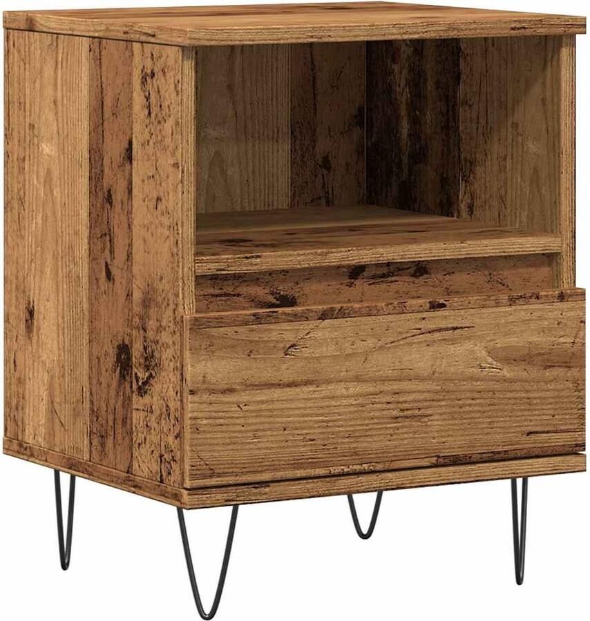 VidaXL Nachtkastje 40x35x50 cm bewerkt hout oud houtkleurig