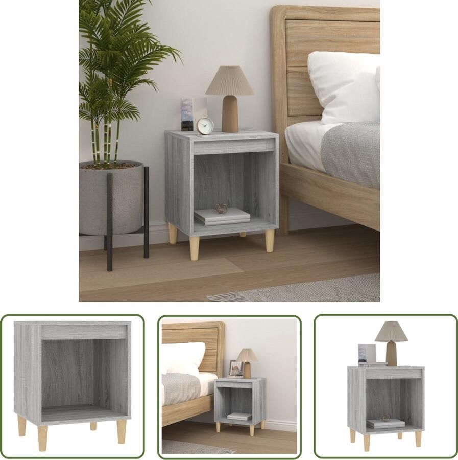 VidaXL Nachtkastje 40x35x50 cm Grijs Sonoma Eiken Nachtkastje Slaapkamermeubel Kast Houten Meubels Grijze Meubelen Scandinavische Stijl Basic Meubilair Bewerkt Hout Sonomaneuken