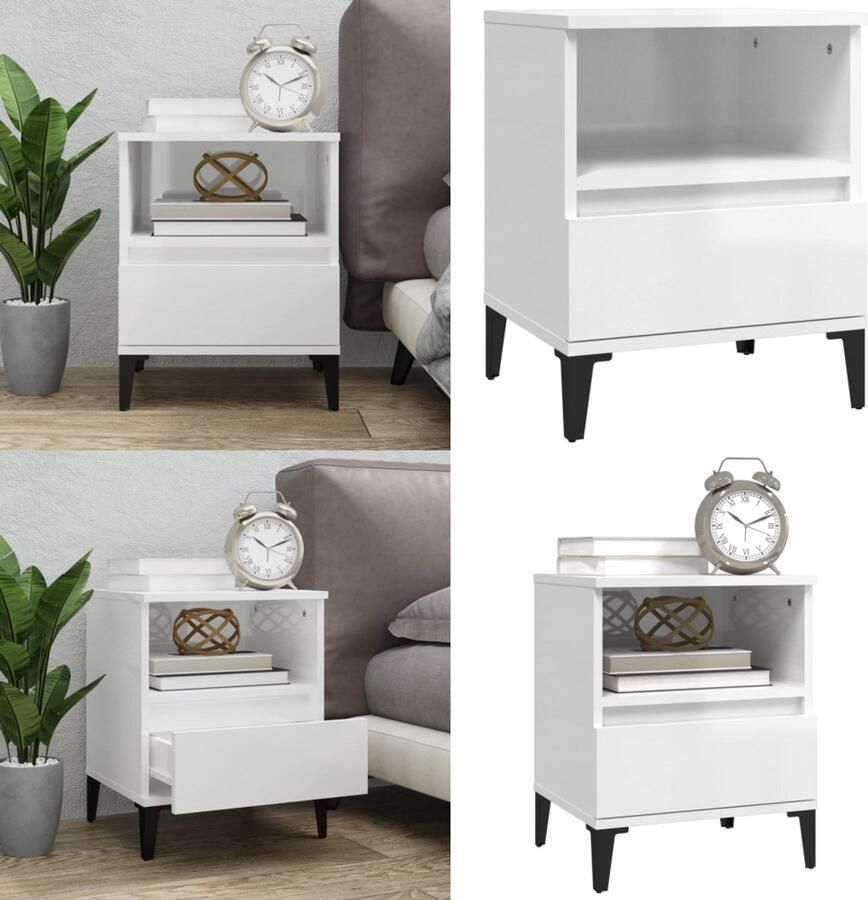 VidaXL Nachtkastje 40x35x50 cm hoogglans wit Nachtkastje Nachtkastjes Bedtafel Bedtafels