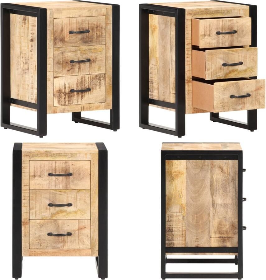 VidaXL Nachtkastje 40x35x55 cm massief mangohout Nachtkastje Nachtkastjes Kastje Kastjes