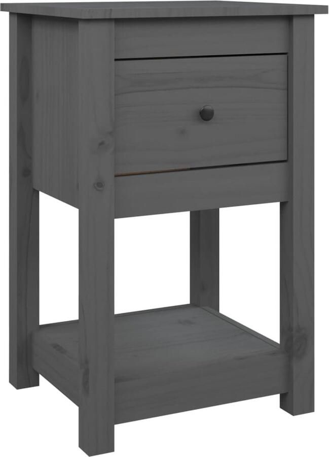 VidaXL Nachtkastje 40x35x61 5 cm Massief Grenenhout Grijs Nachtkastje Nachtlamp Kastje Grenoble Hout Houten Kast Sidetable Bedroom Furniture Slaapkamermeubilair - Foto 2