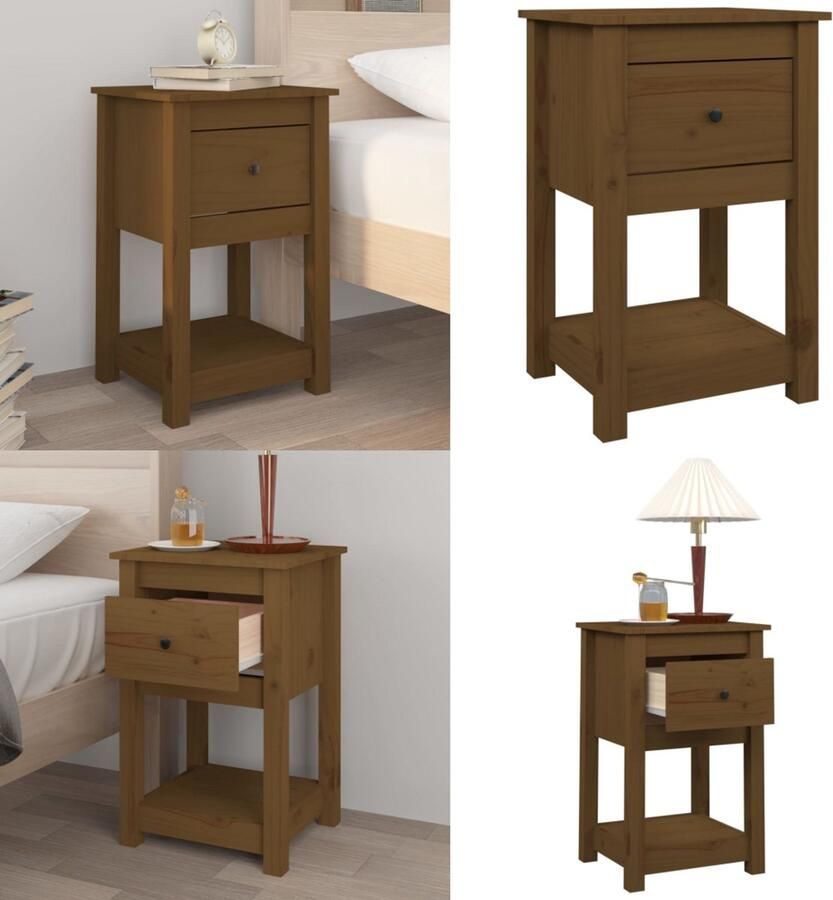 VidaXL Nachtkastje 40x35x61 5 cm massief grenenhout honingbruin Nachtkastje Nachtkastjes -kast Nachtkastje