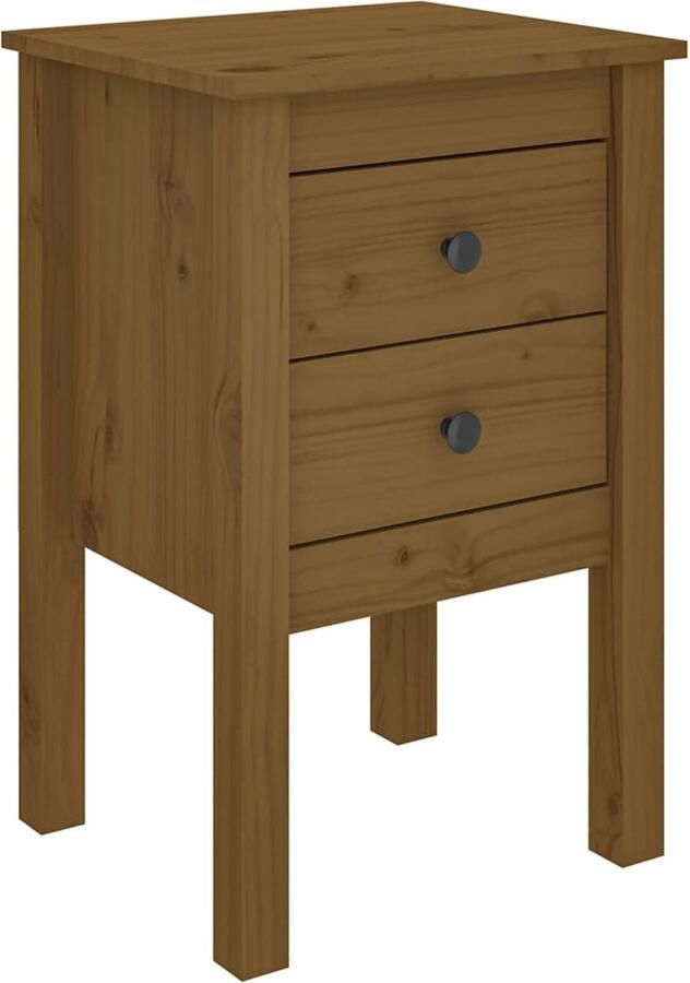 VidaXL Nachtkastje 40x35x61 5 cm Massief Grenenhout Nachtkastje Kastje Slaapkamermeubel Grenoble Hout Bruine Meubels Massief Hout Vintage Stijl Landelijke Stijl Honigbruin Decoratief Meubel Opbergvak Lade