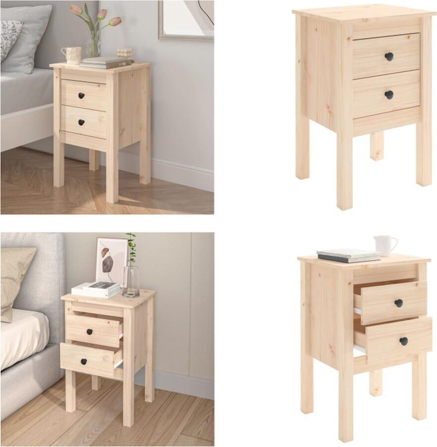 VidaXL Nachtkastje 40x35x61 5 cm massief grenenhout Nachtkastje Nachtkastjes Houten Nachtkastje Telefoonkast