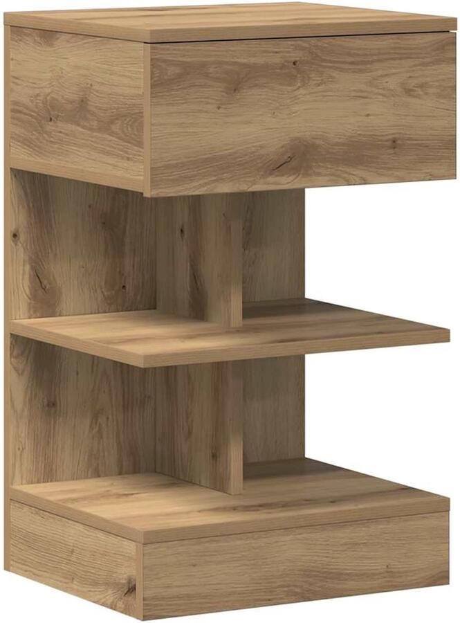 VidaXL Nachtkastje 40x35x65 cm bewerkt hout artisanaal eikenkleur