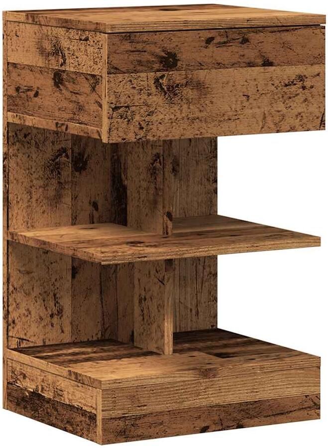 VidaXL Nachtkastje 40x35x65 cm bewerkt hout oud houtkleurig