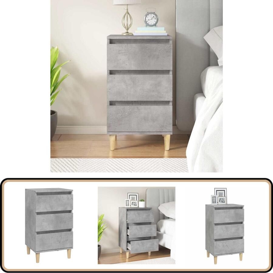 VidaXL Nachtkastje 40x35x70 cm Betongrijs Nachtkastje Kastje Bedkant Slaapkamermeubilair Beton Grijs Industrieel Modern
